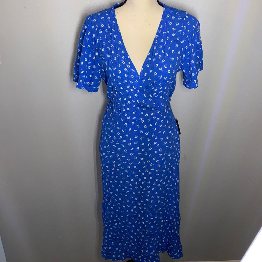 Lulu's | NWT Womens Blue & White Wrap Dress Size Large - Picture 2 of 10